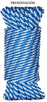 Cuerda Polipropileno / Helicoidal 5mm 25 metros Blanco/azul
