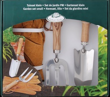 Kit Jardin Guantes Cuero y Herramientas Jardin Acero Inox