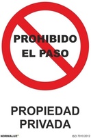 Se�al  Prohibido Paso Propiedad Privada PVC 0,7mm 300x400mm
