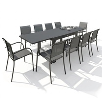 Conjunto Mesa Extensible + 4 Sillas Serie Piazza Grafito