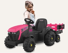 Tractor electrico infatil Ride-on Tractor Super Load con remolque rosa12V