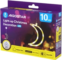 Adorno Navidad Figura Luna con Luz con Pilas y Ventosa