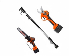 Pack poda Anova: tijera el�ctrica 40 mm + motosierra de poda engrase autom�tico + p�rtiga 2 m + 2 bater�as 4 Ah