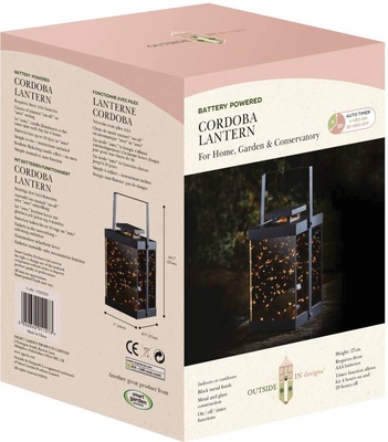 Farol Cordoba Metalico y Cristal 26,5 cm