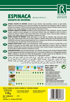 Semilla Espinaca Gigante de Invierno