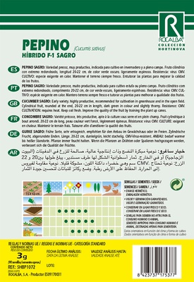 Semilla Profesional Pepino Hibrido F1 Sagro