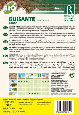 Semilla Ecologica Guisante Rondo