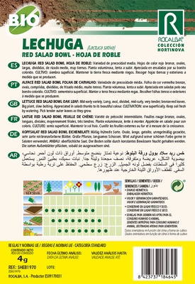 Semilla Ecologica Lechuga Red Salad Bowl 