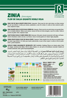 Semilla Zinia Flor de Dalia Gigante Doble Roja