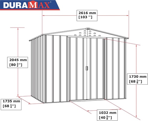 Caseta Metalica Jardin Duramax Modelo Top Shed 8x6