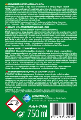 Lavavajillas Lagarto Concentrado Ultra 750 ml