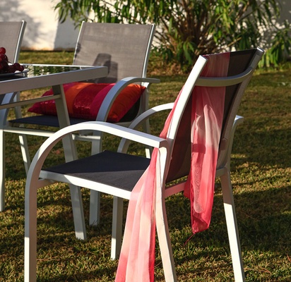 Conjunto Mesa Jardin Acero + 6 Sillas Modelo Ibiza