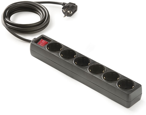 Base Multiple Regleta con Interruptor 6 Tomas 1,5 m Negro