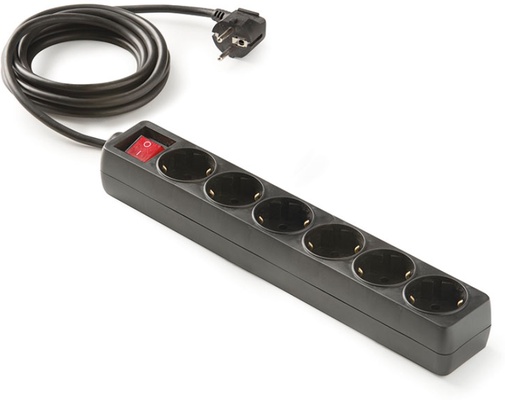 Base Multiple Regleta con Interruptor 6 Tomas 1,5 m Negro