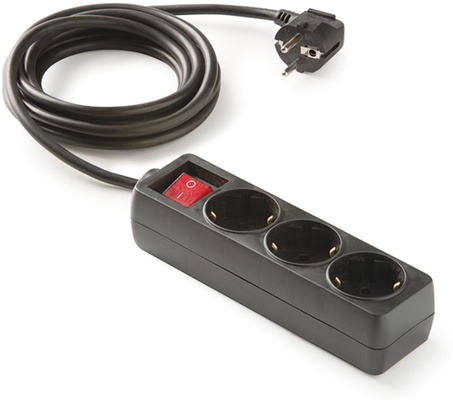 Base Multiple Regleta con Interruptor 3 Tomas 1,5 m Negro