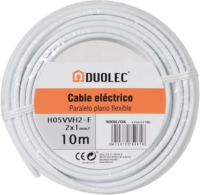 Cable Electrico Paralelo 2x1 10m Blanco Duolec