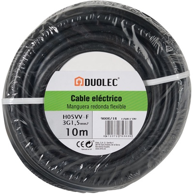 Cable Electrico Manguera Redonda  3*1,5 10m Negro Duolec
