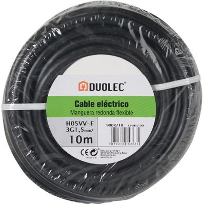 Cable Electrico Manguera Redonda  3*1,5 10m Negro Duolec