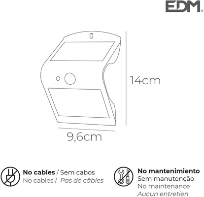 Luz e 1,5w 220 Lumen Recargable con Sensor de Presencia negro