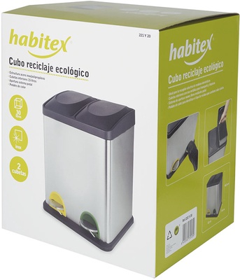 Cubo Pedal Ecologico Doble Cromado Habitex
