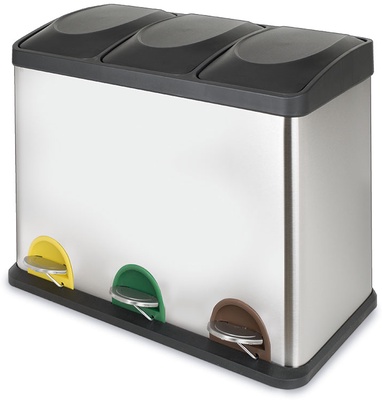 Cubo Pedal Ecologico Triple Cromado Habitex