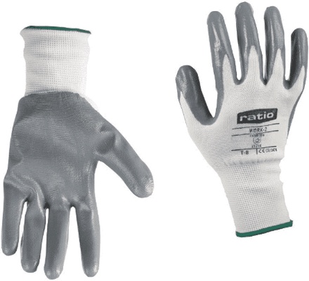 Guante Nylon Recubierto Nitrilo Gris Work 2 Talla 9