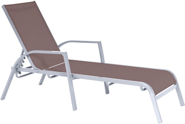Tumbona Apilable aluminio Textil 192x69 cm Marron