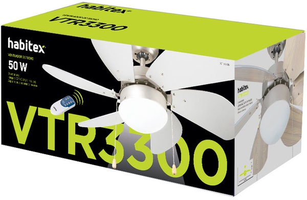 Ventilador Techo Habitex Vtr-3300 con Luz