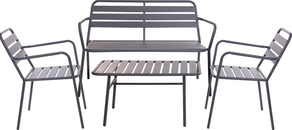 Conjunto Jardin Metalico Set 4 Piezas Gris