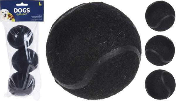 Set 3 Pelota Tenis Negra Juguete Especial Perros