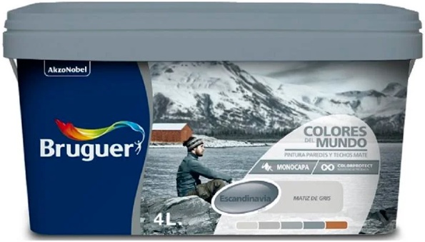 Pintura Plastica Bruguer Colores del Mundo Escandinavia Matiz de Gris 4 L