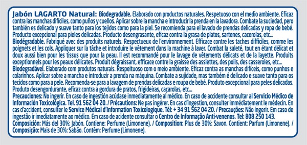 Pastilla Jabon Lagarto Natural 400 gr