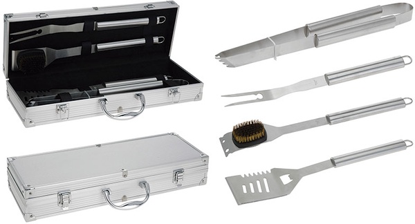 Accesorios barbacoa maletin 4 piezas