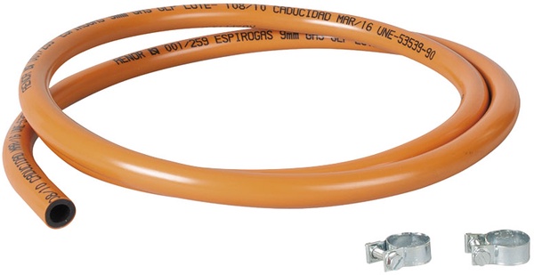 Tubo Plast.gas Buta.1,5m + 2 Abrazaderas