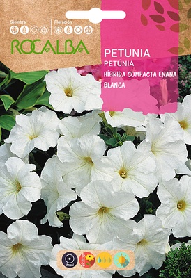 Semilla Petunia Hibrida Compacta Enana, blanca