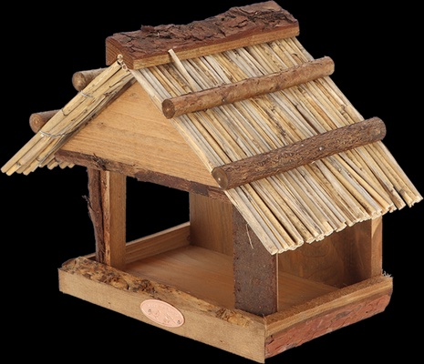 Comedero para Pajaros con Techo de Paja