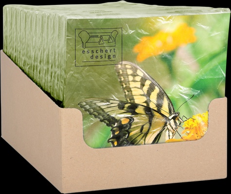 Servilletas de Papel Mariposas 33x33cm Fondo Verde