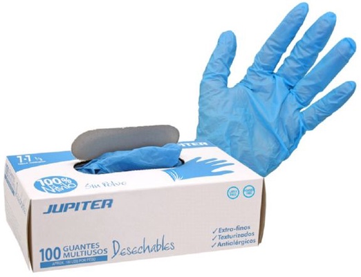 Guantes Jupiter Nitrilo Azul T7 100 Uds
