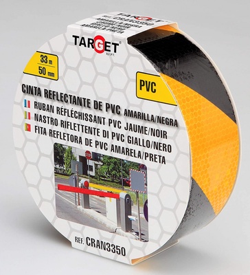 Cinta Reflectante Amarilla/Negra 33m x 50mm