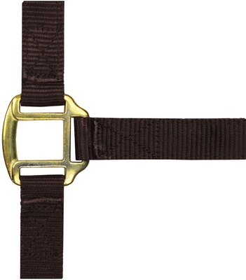 Cabestro de Nylon Marr�n Forrado de Cuero para Pura Sangre
