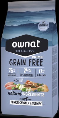 Pienso Perros Ownat Grain Free Prime Senior Pollo y Pavo 12 kg