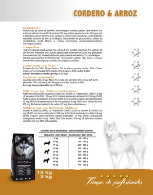 Pienso Perros Tiempo de Profesionales Cordero y Arroz 15 kg