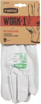 Guante Piel Flor Vacuno Blanco Talla 9 Work 1