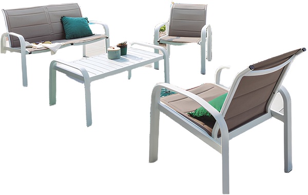 Conjunto Jardin Elyn Blanco 2 Sillones + Sofa + Mesa Conjunto Jardin Elyn Blanco 2 Sillones + Sofa + Mesa