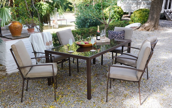 Conjunto Mesa Jardin con 6 Sillones Modelo Madeira