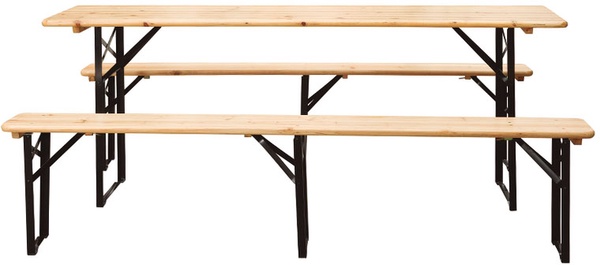 Conjunto 2 Bancos + Mesa de Madera/Acero