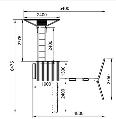 Parque Infantil Teide XL Columpio Individual y Escalera de Mono
