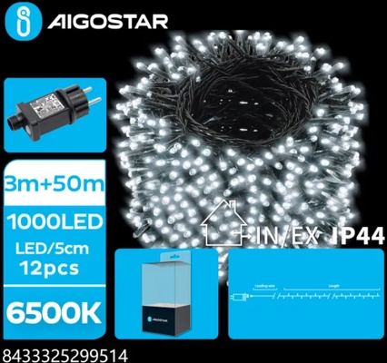 Cadena Luces Navidad Luz Fria 50+3 metros