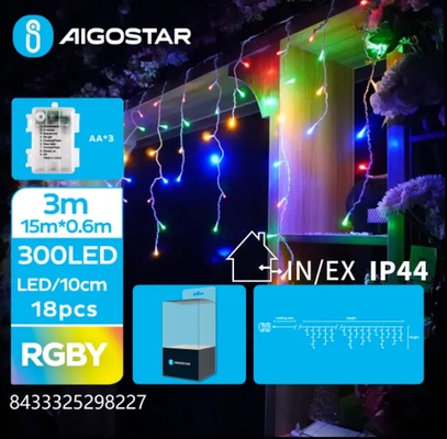 Cortina de Luces Led Navidad Varios Colores con Pila 15 Mt