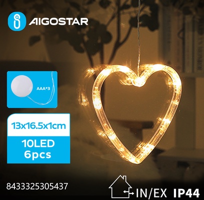 Adorno Navidad Figura Corazon  con Luz a Pilas con Ventosa